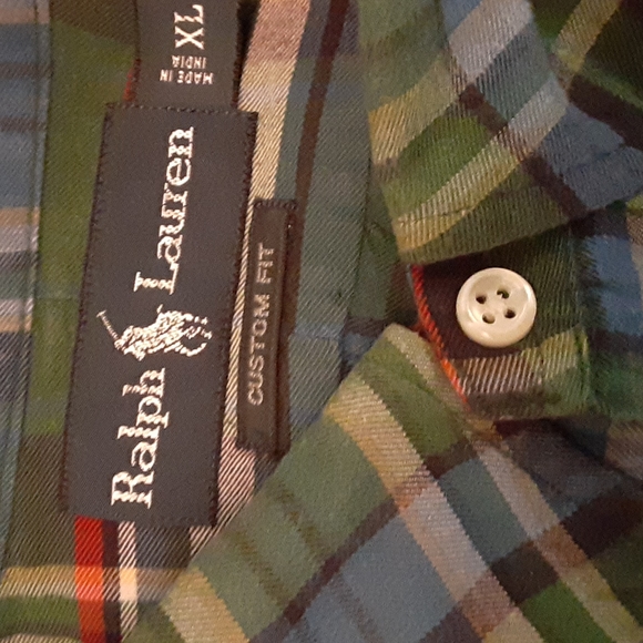 Ralph Lauren Cotton Multi Colored Plaid Shirt XL custom fit - Picture 2 of 2